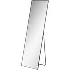 Full Length Mirror, Aluminium Alloy Framed Full Body Mirror with Tempered Glass, Standing or Wall Hanging, Black