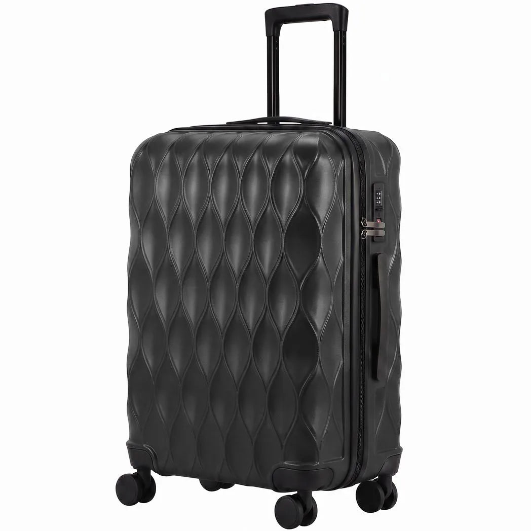 2-Piece Luggage Set, ABS Hard Shell Carry On Suitcase Set with TSA Lock, Spinner Wheels, 12/20 inch, Black