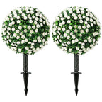 Artificial Rose Topiary UV Resistant, 2-Pack Fake Plants, 55 cm, White