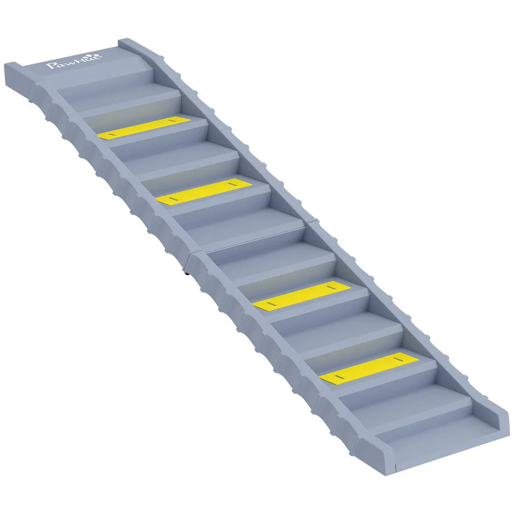 PawHut Dog Car Ramp with Anti-Slip Steps, 10-Steps Pet Stairs for Pets to Access Cars and High Beds, Grey