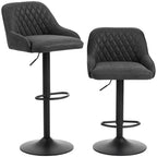 Bar Stools Adjustable Swivel Kitchen Chairs with Backrest Set of 2 for Kitchen Island Black