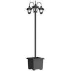 Outsunny Solar Lamp Post with Dusk-to-Dawn Sensor Street Light with 3-Head Planter 185 cm Black