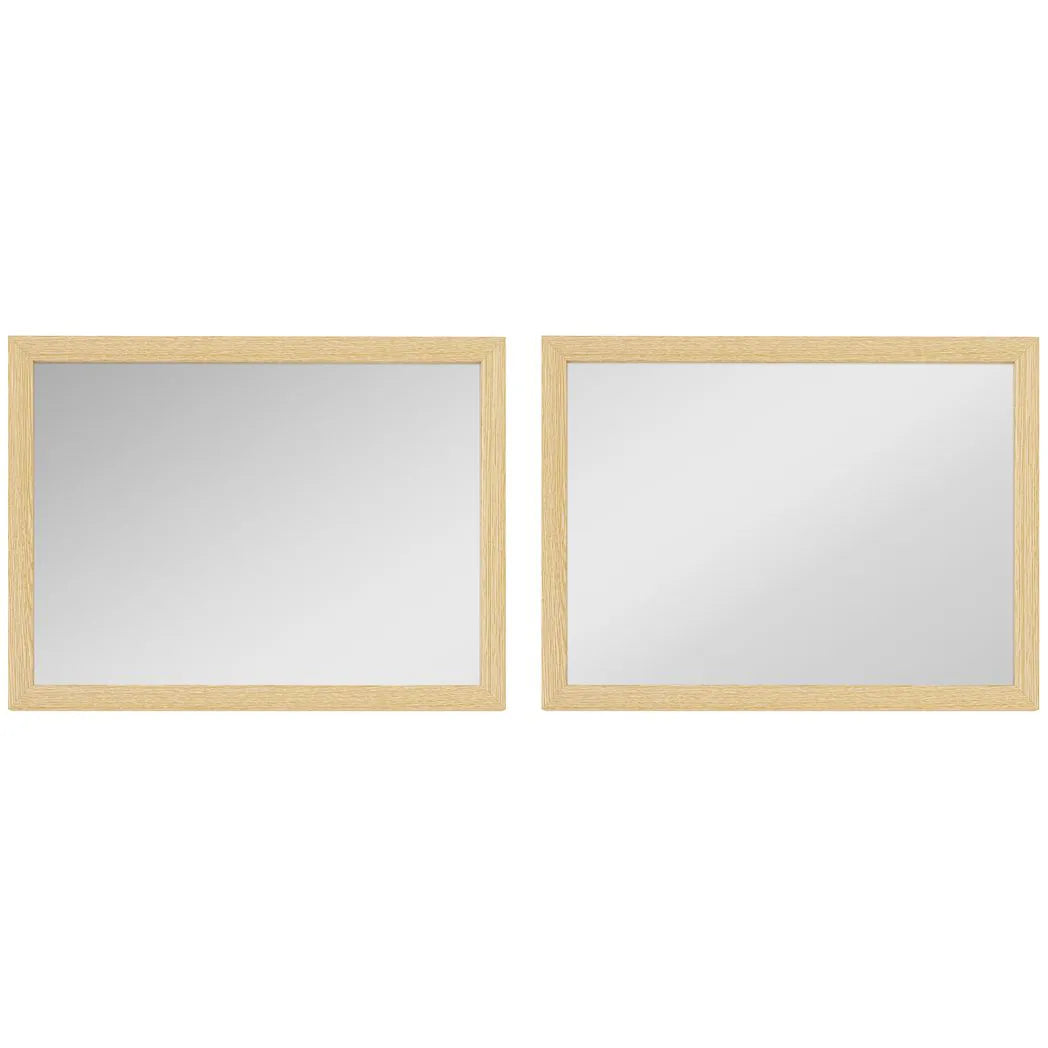 Wall Bathroom Mirror, 30 x 40 cm Wall-Mounted Mirror for Living Room, Bedroom, Hallway, Set of 2, Natural