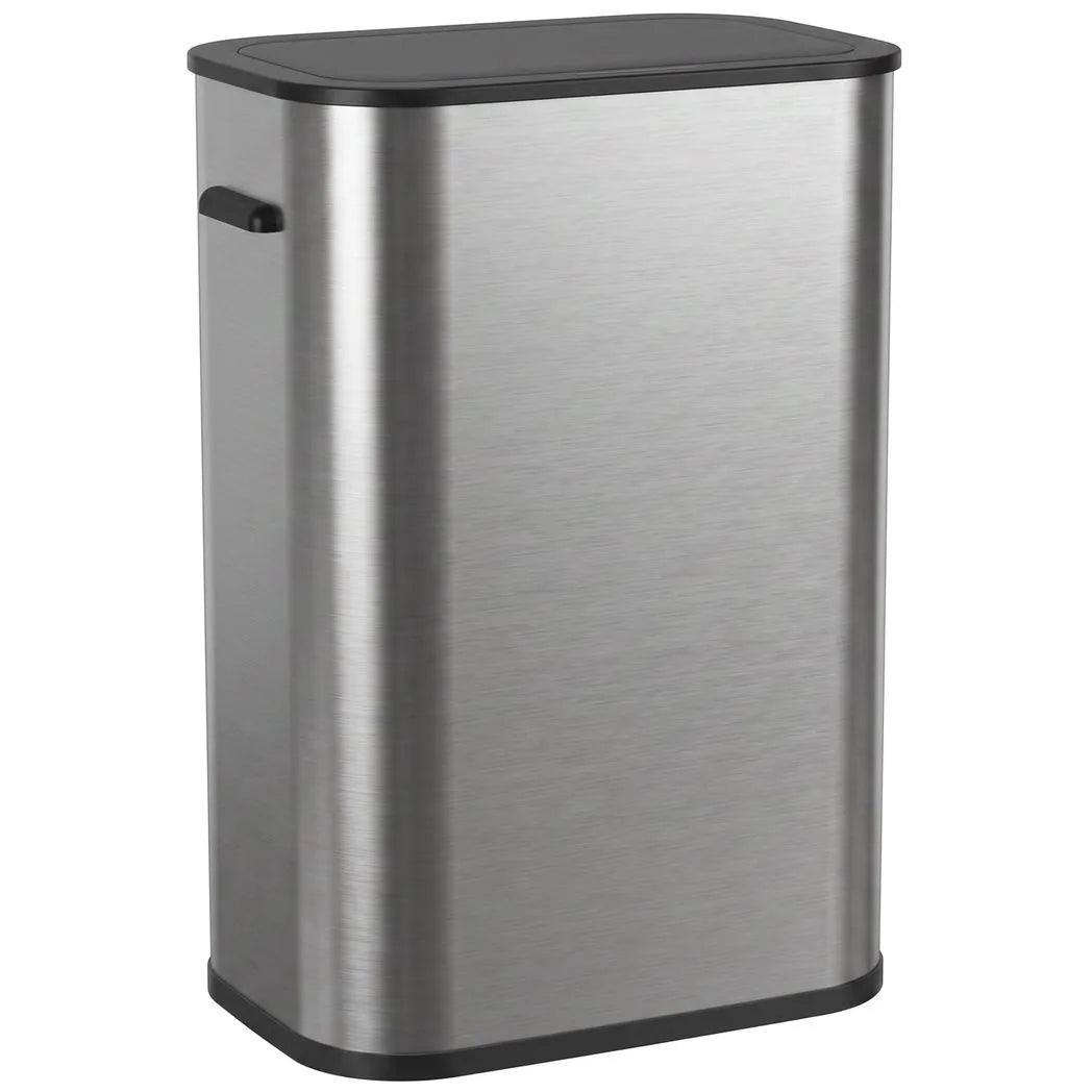 55L Sensor Bin for Kitchen, Touchless Automatic Waste Rubbish Bin, Stainless Steel, Battery Operated, Silver Tone