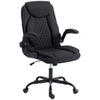 Linen-Look Computer Desk Chair, Executive Office Chair with Flip-Up Armrests and Thick Cushion, Black