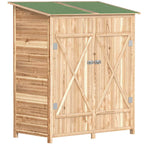 Outsunny 140 x 75 Fir Wood Garden Shed, with Asphalt Roof - Natural