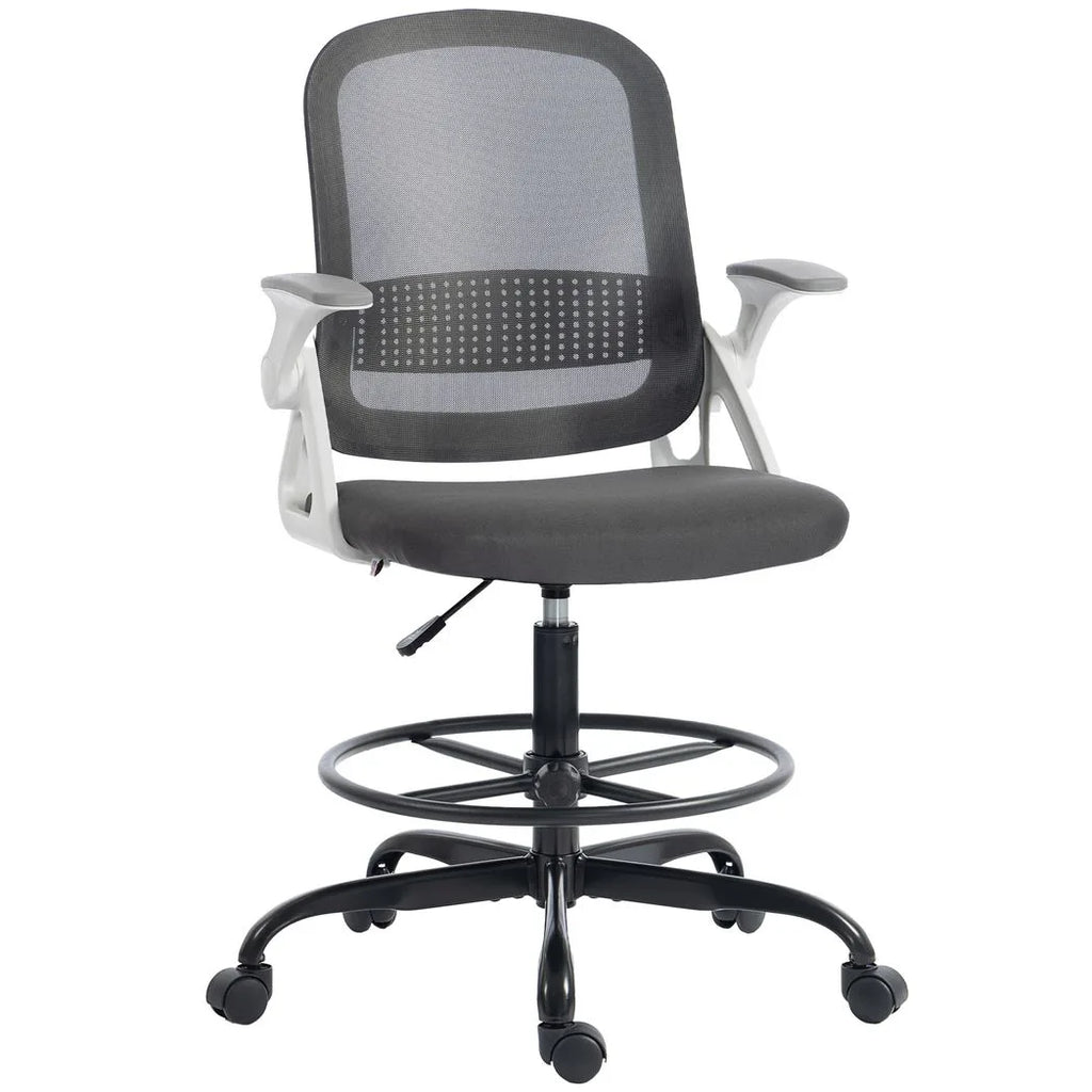 Painting Chair, Mesh Computer Desk Chair with Flip-up Armrests, Grey