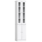 Tall Bathroom Storage Cabinet, 6-Tier Slim Bathroom Cabinet with Adjustable Shelf, 4 Soft-Close Doors, White