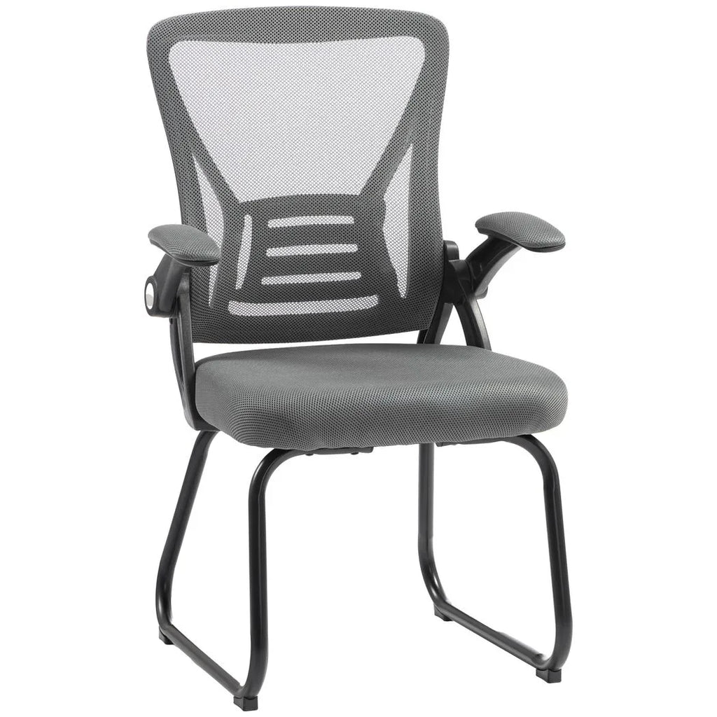 Office Chair, Ergonomic Desk Chair No Wheels with Mesh Backrest and Steel Legs for Home Conference Room, Dark Grey