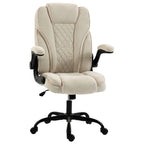 Office Chair, Ergonomic Desk Chair with Flip-up Armrest, Pocket Springs, Swivel Wheels, Adjustable Height, Beige