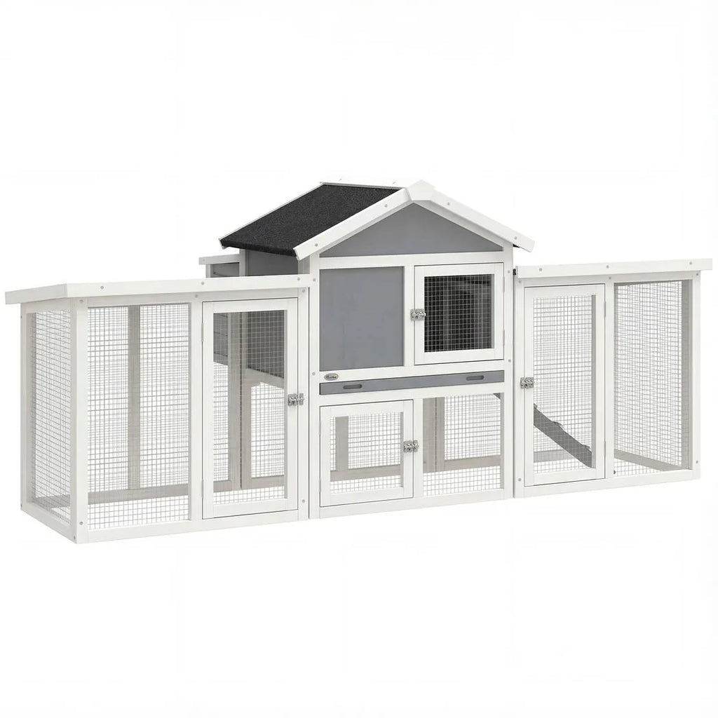 PawHut Large Chicken Coop, Wooden Outdoor Chicken Cage Poultry Hen House with Nesting Box
