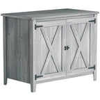 Outsunny Wooden Garden Shed, Outdoor Fir Wood Storage Shed with Shelf and Double Doors, Light Grey