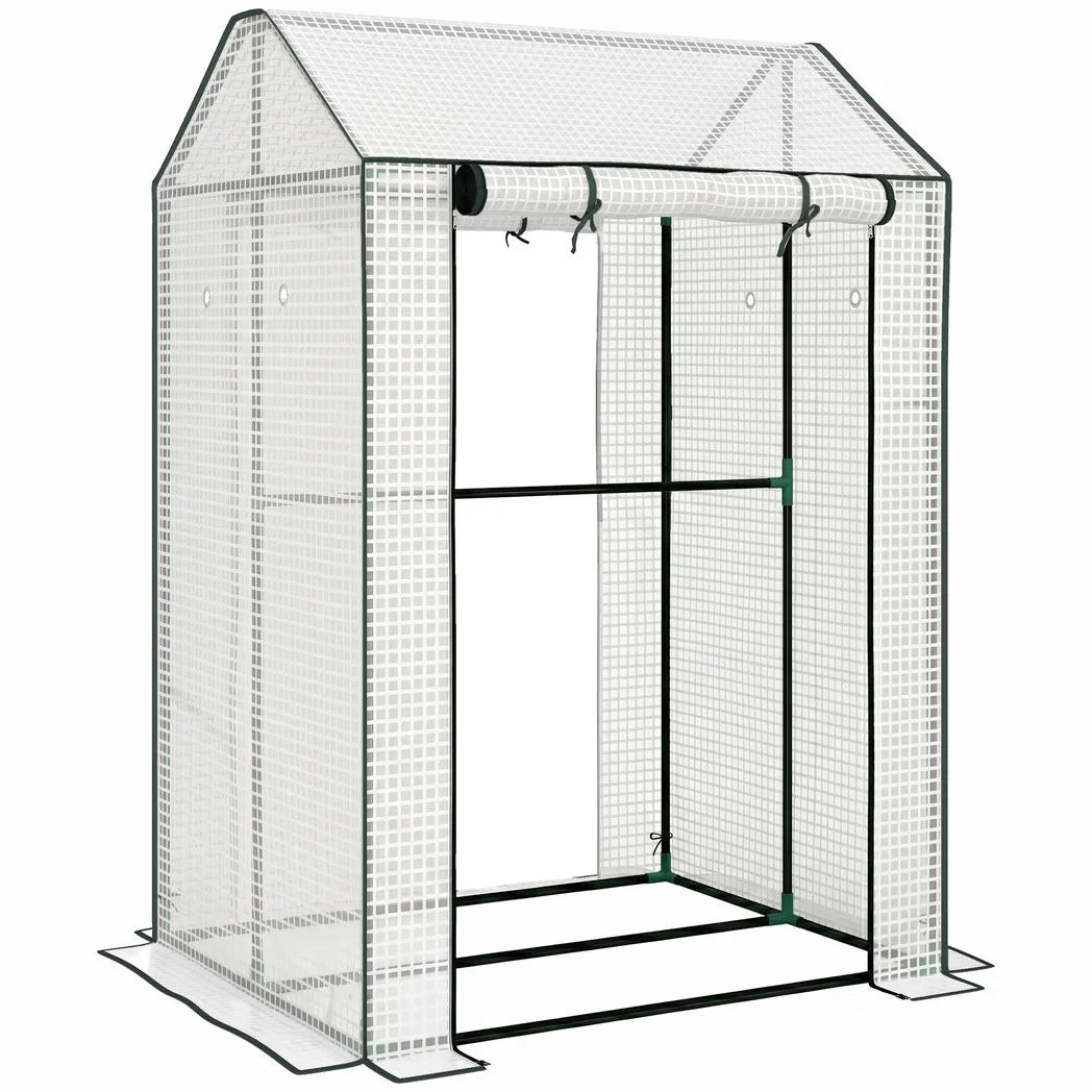 Outsunny Green House, Mini Greenhouse with 2 Roll-up Doors, Vent Holes and Reinforced Cover, 100 x 80 x 150cm