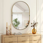 Wall Mirror, Bathroom Mirror with Elevated Aluminium Alloy Frame, 60 x 90 cm, Gold Tone