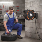 Auto Rewind Hose Reel, Retractable Air Hose Reel 15 m and 1.5 m, 150 Bar with 1/4" BSPT Connector, Black