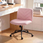Home Office Desk Chair Height Adjustable Swivel Chair Cross Legged Wide Seat Swivel Wheels Pink