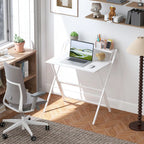 81.5 cm Folding Computer Desk with Monitor Shelf - White