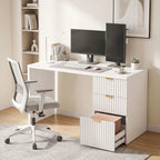 Computer Desk with 3 Drawers Reversible Home Office Desk 120 cm, White