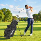 Outsunny Golf Stand Bag 6 Way Full-Length Dividers, Waterproof Golf Bag with 5 Pockets, Grey