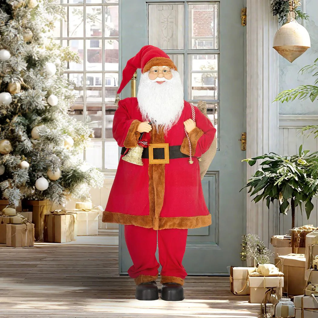 4ft Singing Santa Claus Figure with with Waving Head- Red