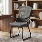 Office Chair, Ergonomic Desk Chair No Wheels with Mesh Backrest and Steel Legs for Home Conference Room, Dark Grey
