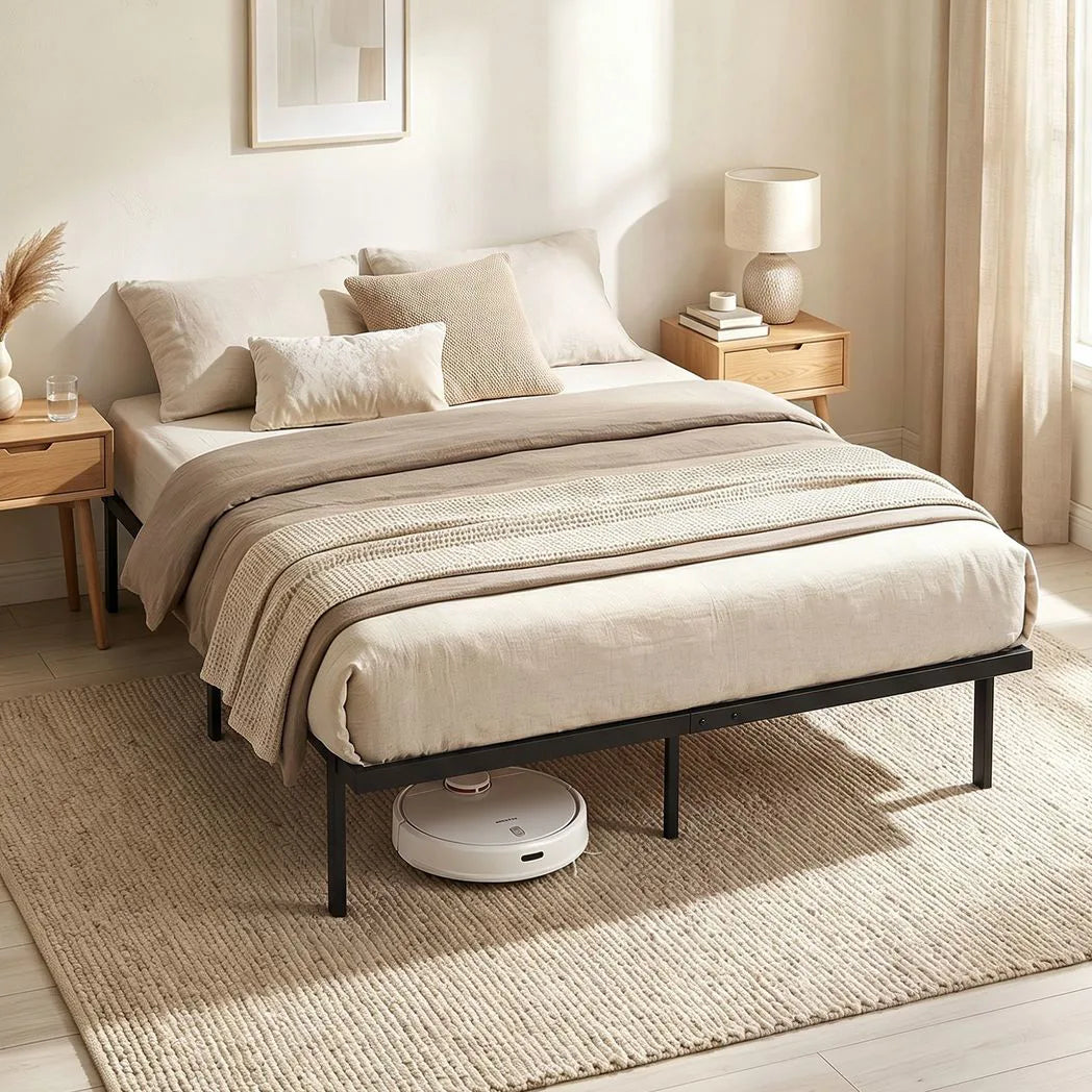 5ft King Bed Frame with Underbed Storage, Metal Platform Bed Frame with Steel Slat Support, No Box Spring Needed