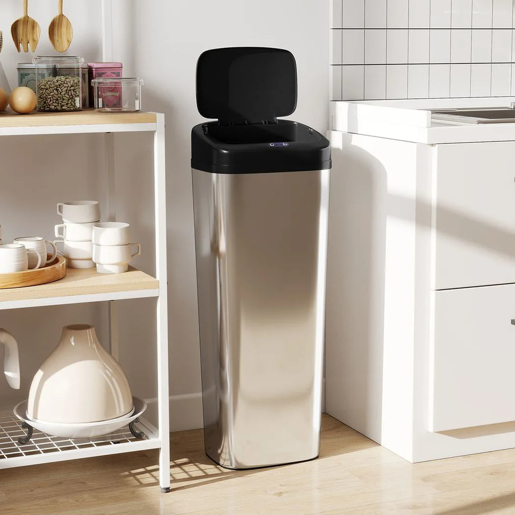 50L Stainless Steel Sensor Bin - Silver Tone