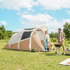Outsunny Inflatable Camping Tent with Air Pump, Easy Setup 2-3 Person Blow Up Tent, Khaki