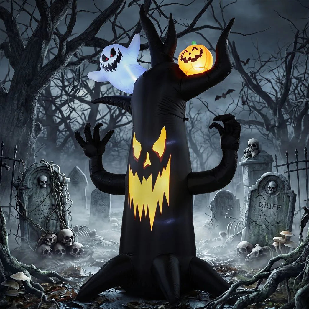 Inflatable Halloween Spooky Tree with Ghost & Pumpkin — 8ft
