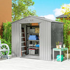 Outsunny 7 x 4ft Lockable Metal Garden Tool Storage Shed Storage - Light Grey