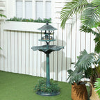 Outsunny 3-in-1 Garden Bird Bath, Freestanding Birdbath with Large Water Basin, Underneath Flower Planter, F50 x 113 cm, Green
