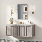 Wall Bathroom Mirror, 40 x 60 cm Wall-Mounted Mirror for Living Room, Bedroom, Hallway, Grey