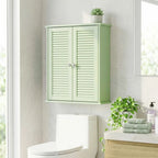 Bathroom Cabinet, Bathroom Wall Cabinet with Louvered Doors and Adjustable Shelf Storage for Kitchen, Light Green