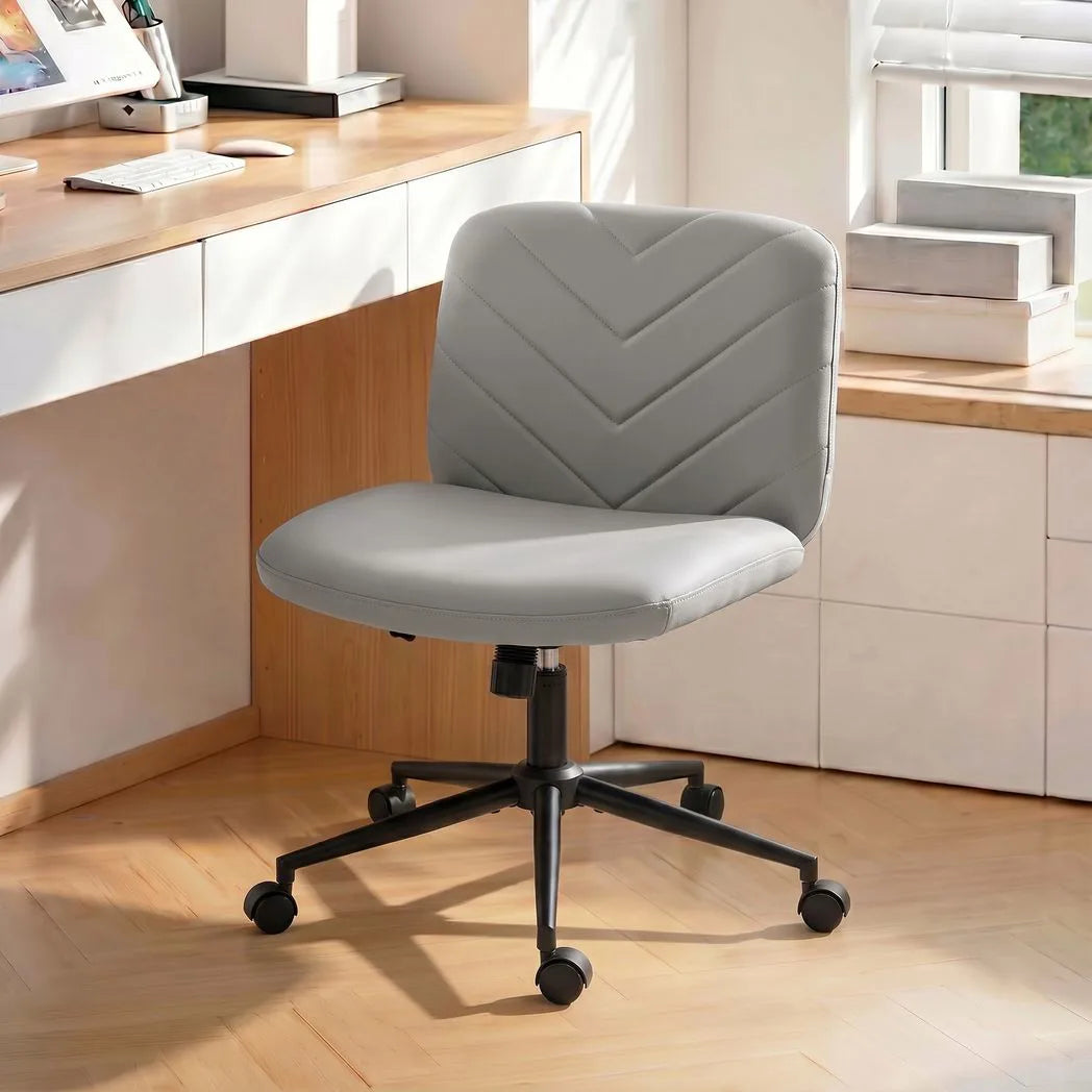 Home Office Desk Chair Height Adjustable Swivel Chair Cross Legged Wide Seat Swivel Wheels Grey