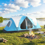 Outsunny Camping Tent for 6 Man with 2000mm Water Resistant Rainfly and Carry Bag for Fishing Hiking Festival, Sky Blue