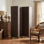 Wave Fibre Freestanding Folding Privacy Screen Panels, Room Divider, Dark Brown