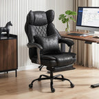Executive Office Chair, Leathaire Big and Tall Office Chair 180 kg with Wide Seat, Reclining, Lumbar Support, Black