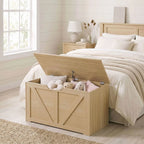 100L Home Storage Box, with Safety Hinge - Nature Wood Finish