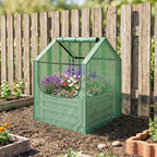 Outsunny 61 x 61cm Garden Planter Bed, with Cover - Green and Silver