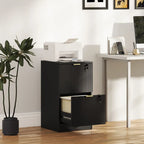 Filing Cabinet, Fluted Vertical File Cabinet with 2 Lockable Drawers and Hanging Rails, Black