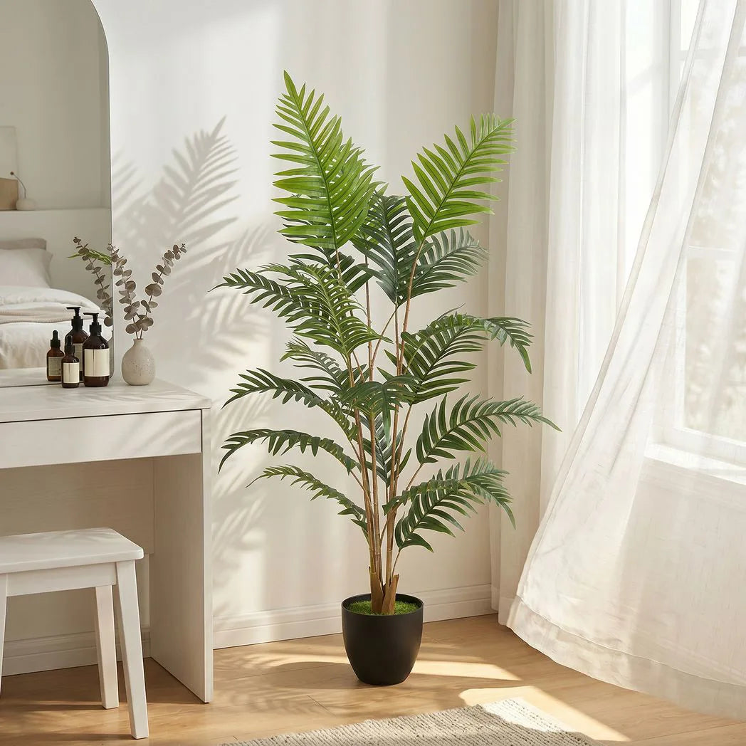 Artificial Fern Topiary Tree, Realistic Artificial Plant in Cement Pot, Fake Plant, 120cm