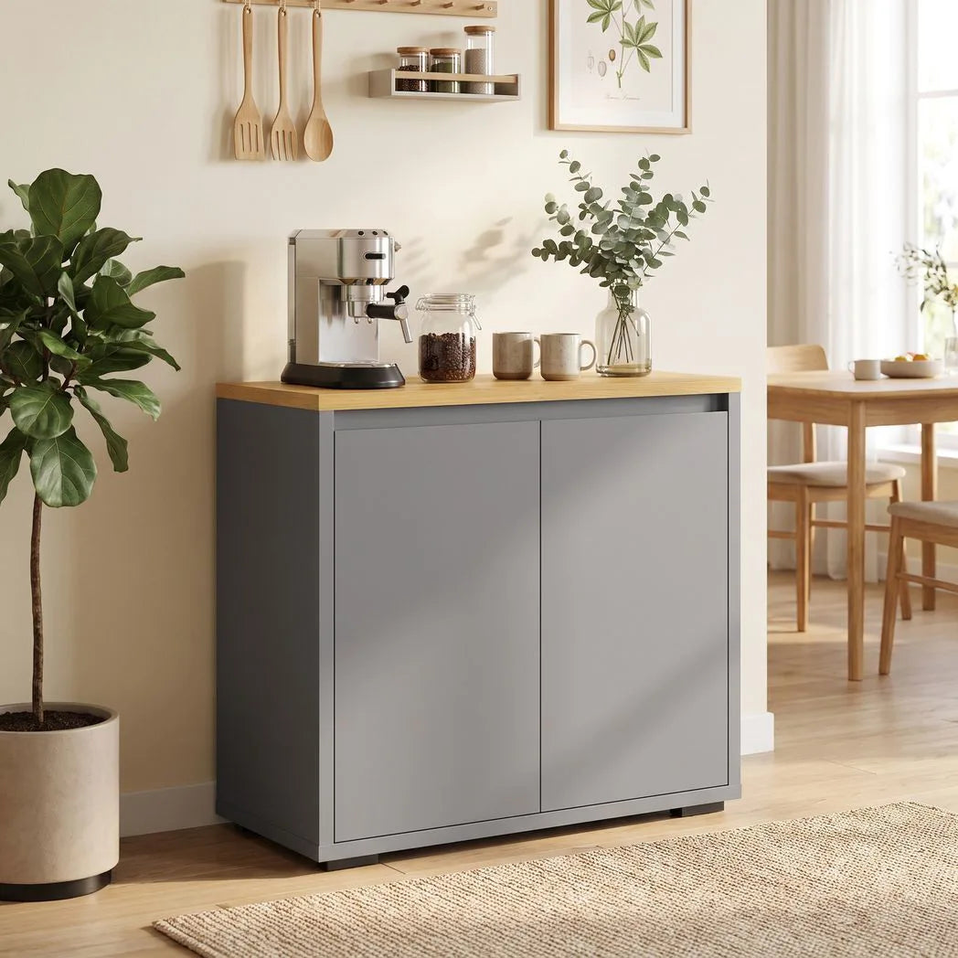 Kitchen Sideboard, Storage Cabinet with Double Doors and Adjustable Shelf for Living Room, Entryway, Grey