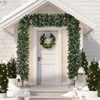 8.2 ft Snow Frosted Christmas Tree Arch, Christmas Arch Doorway Decor with 2100 Tips and 96 Pinecones, Artificial Xmas Tree with Metal Stand for Indoor, Green