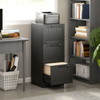 3 Drawer Filing Cabinet with Lock, Office Storage Cabinet with Adjustable Hanging Bars for A4 Letter Size Files, Black