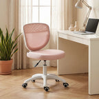 Office Chair, Armless Computer Desk Chair with Breathable Mesh, Adjustable Height, Swivel Wheels, Pink