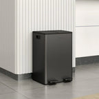 56L Dual Compartment Stainless Steel Bin, with Deodoriser Holders - Black