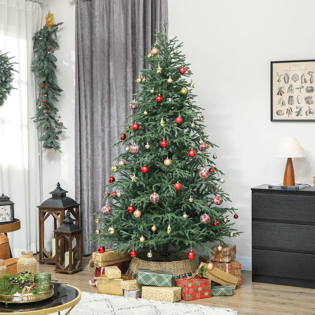 HOMCOM 7 ft Full Spruce Christmas Tree with Realistic Dense Tips, Easy Assembly - Green