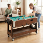 SPORTNOW 3 in 1 Multi Game Table, 3.4ft Reversible Air Hockey Pool Football Games Table with Lockable Wheels, Storage Shelf