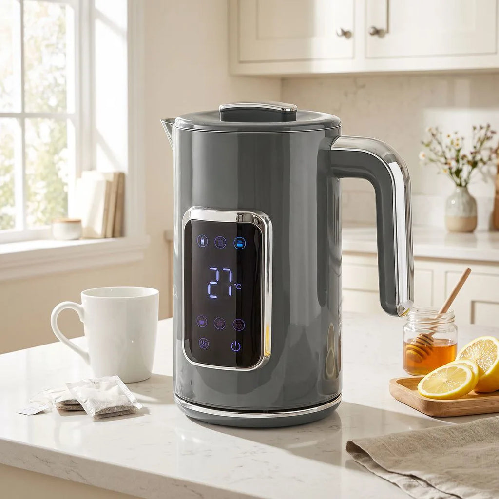 Electric Kettle, 1.7L Fast Boil 3000W Water Kettle with LED Display, Adjustable Temperature, Keep Warm Function, Grey