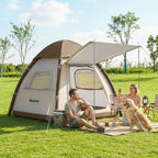 Outsunny Inflatable Camping Tent with Rainfly, 2-3 Man Air Tent 3000mm Waterproof Blow Up Tents, Cream